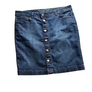Tommy Hilfiger Navy Blue Button-Front Denim Mini Skirt